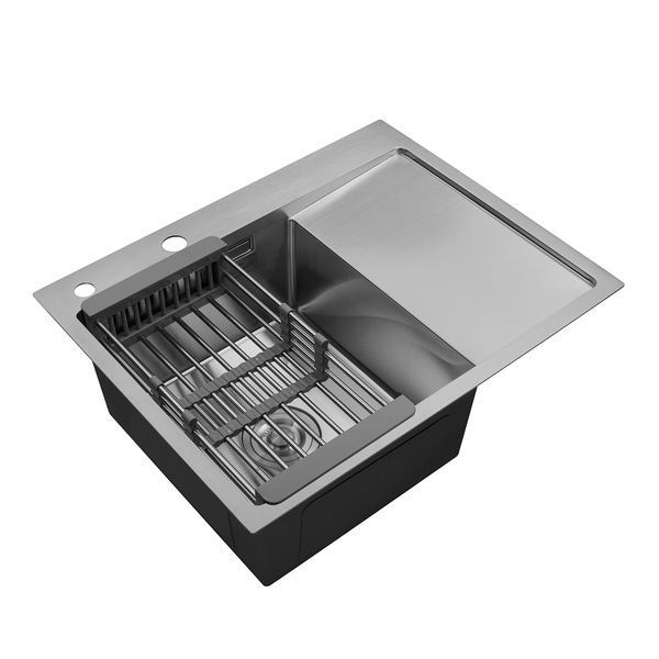Кухонна мийка Kroner KRP Geb&uuml;rstet - 6350LHM (3.0/1.0 мм) CV031320 фото