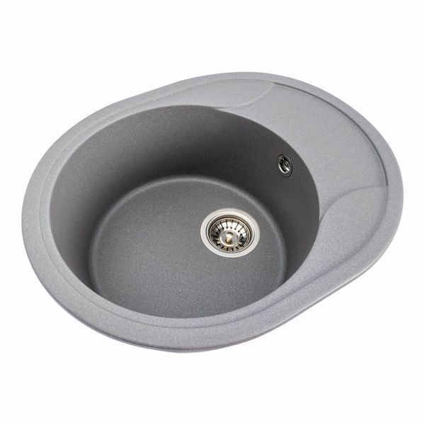 Гранітна мийка для кухні Platinum 5847 ONYX матова (сірий мусон) 38974 фото