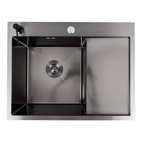 Кухонна мийка 65*50 L PVD чорна VALESO Handmade D&Eacute;COR (сифон круглий, 3,0/0,8) 51746 фото