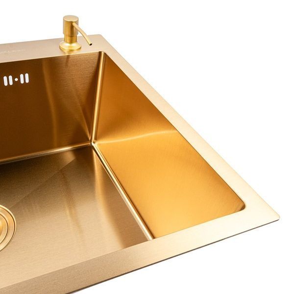 Мийка кухонна нержавіюча сталь PVD Gold для кухні VALESO 60*50 Handmade 3.0/0.8 54062 фото