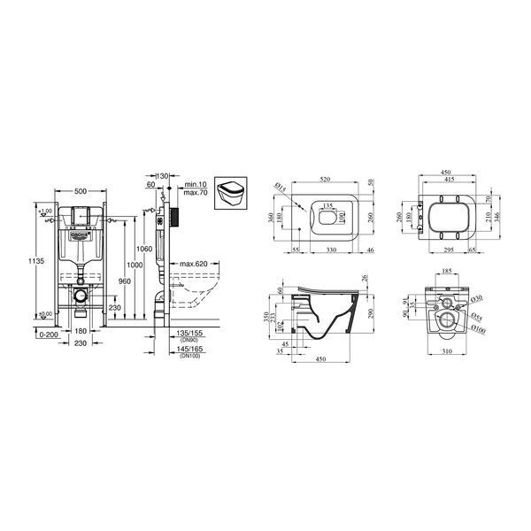 Комплект 4 в 1: Инсталляция GROHE Solido 3 в 1 3884966Q + Унитаз безободковый Kroner Eifel WHI523629 RIMLESS с сиденьем Slim Duroplast / Soft-close / Quick relase KE523629WHIR (3884966KE523629) CV033821 фото