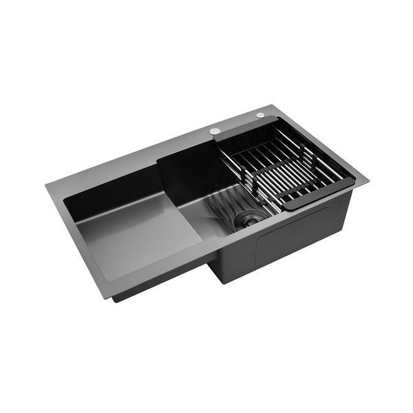 Кухонна мийка Kroner KRP Schwarze - 7848RHM PVD (3.0/1.0 мм) CV030024 фото