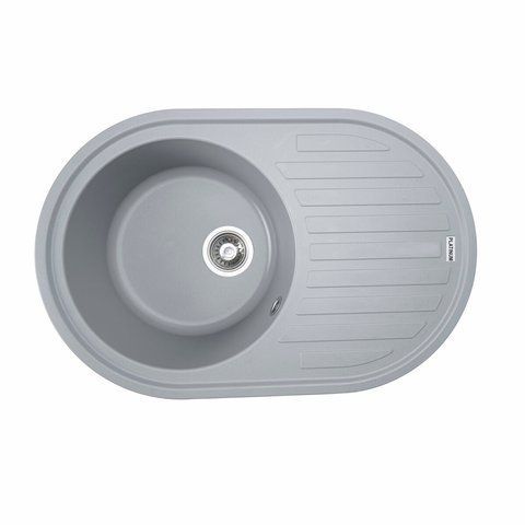 Гранитная мойка для кухни Platinum 7750 LIRA матовая Серый металлик 3371 фото
