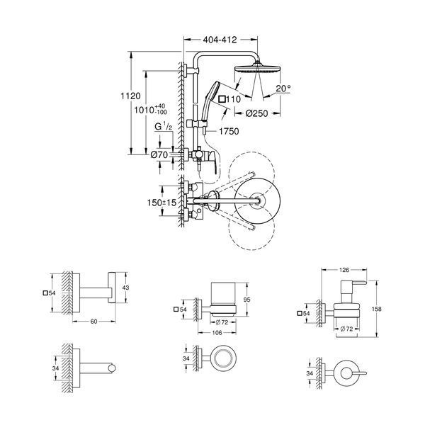 Душевая система Grohe QuickFix Vitalio Comfort 26985001 с набором аксессуаров BF40961SC CV037239 фото