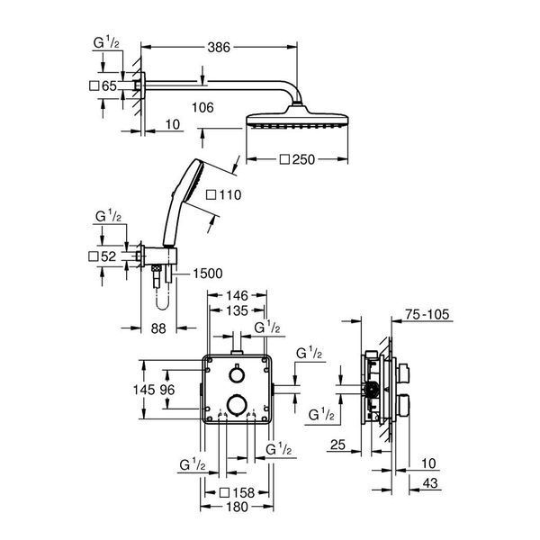 Душова система термостатична Grohe QuickFix Precision з Vitalio Comfort 250 348822430 CV033718 фото