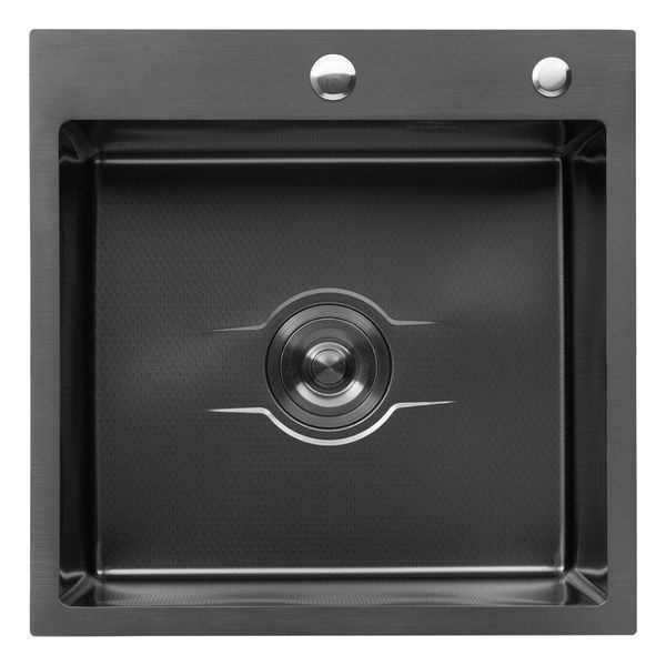 Комплект кухонной мойки Kroner KRP Derby 5050HM PVD ST19 nero SL43822 фото