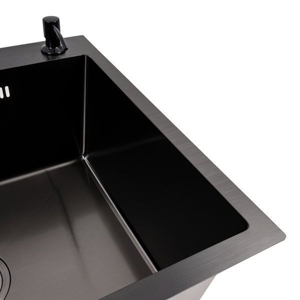 Комплект кухонной мойки Valeso 60х50HM PVD ST08 Grafite SL73540 фото
