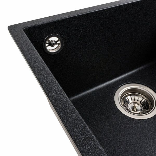 Гранитная мойка для кухни Platinum 4040 RUBA матовый карбон 41642 фото