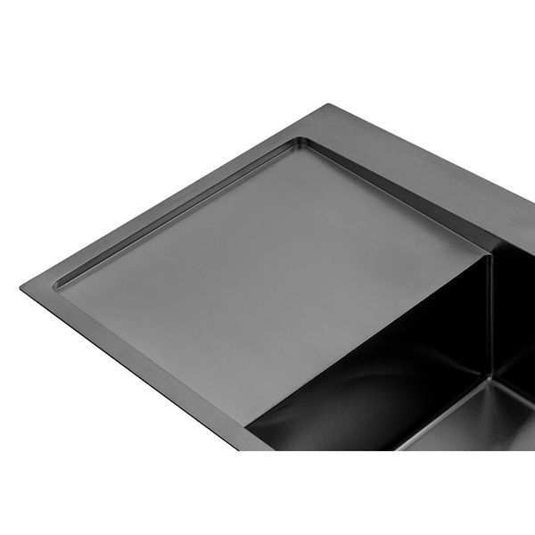 Комплект кухонної мийки Kroner KRP Schwarze 78х49HM PVD ST08 Grafite SL48543 фото