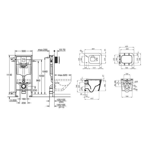 Комплект 4 в 1: Інсталяція Grohe Rapid SL 3 в 1 38772001 + Унітаз безободковий Kroner Eifel WHI483429 TORNADO з сидінням Slim Duroplast / Soft-close / Quick relase KE483429WHIT (38772001KE483429) CV033823 фото