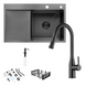 Комплект кухонної мийки Kroner KRP Schwarze 78х49HM PVD ST08 Grafite SL48543 фото 1