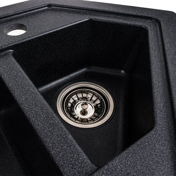 Гранітна мийка для кухні Platinum 9950 PANDORA матовий Карбон 39977 фото
