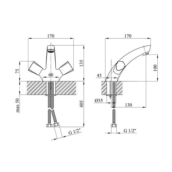 Смеситель для раковины Kroner KRM Regen - C010 CV017351 фото