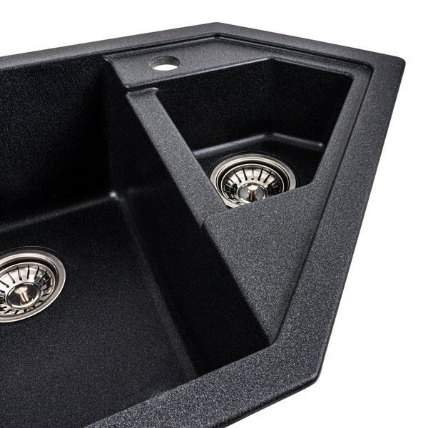 Гранітна мийка для кухні Platinum 9950 PANDORA матовий Карбон 39977 фото