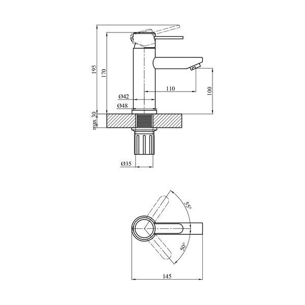 Змішувач для раковини Agua Elposo - INOX010AM CV035461 фото
