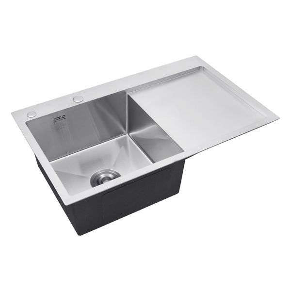 Комплект кухонной мойки Kroner KRP Geb&uuml;rstet 78х49LHM BLK04 nichel SL54729 фото