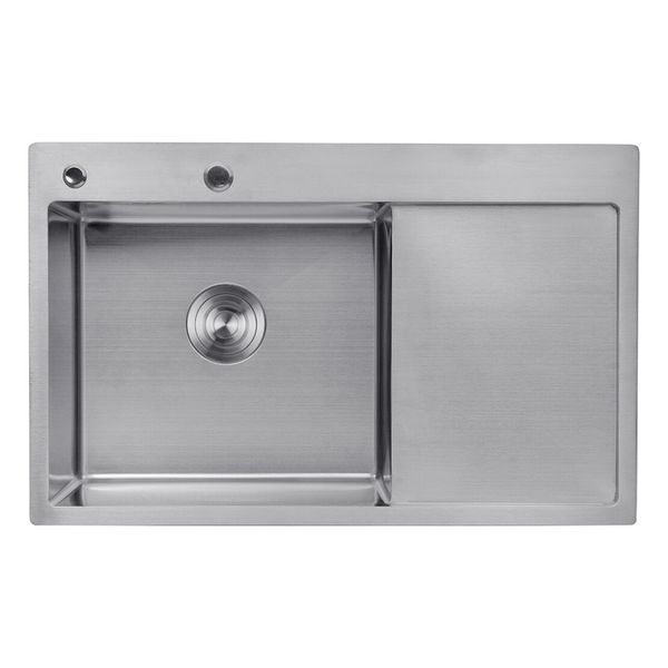 Комплект кухонной мойки Kroner KRP Geb&uuml;rstet 78х49LHM BLK04 nichel SL54729 фото