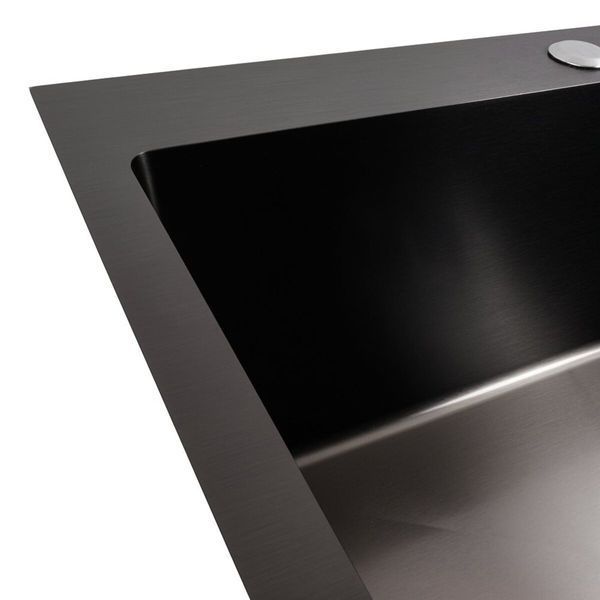 Комплект кухонної мийки Valeso 60х50HM PVD ST06 nero SL73116 фото