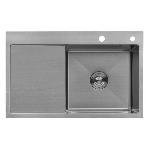 Комплект кухонної мийки Kroner KRP Geb&uuml;rstet 78х49RHM BLK04 nichel SL54728 фото
