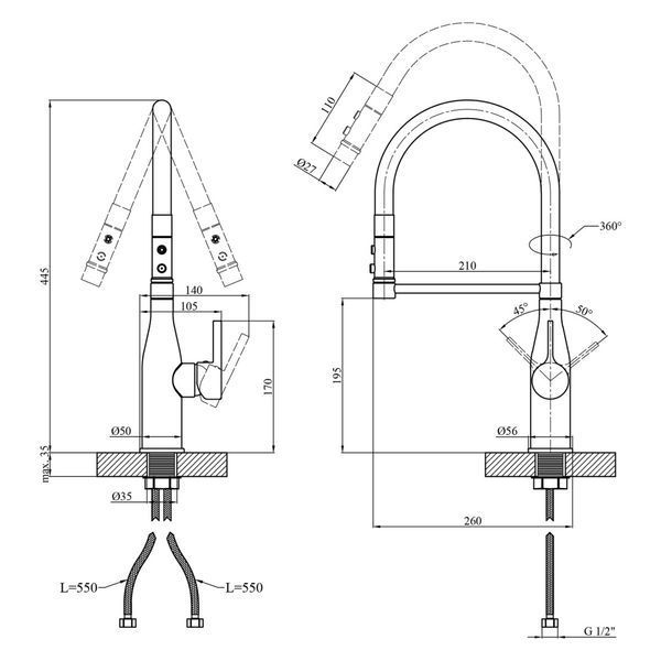 Комплект кухонной мойки KRP Geb&uuml;rstet - 7849LHM ST4304 ST825692 фото