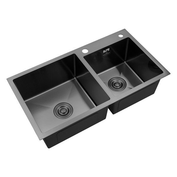 Комплект кухонної мийки KRP Schwarze - 7843ZHM PVD ST041320 фото