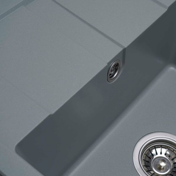 Гранітна мийка для кухні Platinum 5851 ARIA матова Сірий металік 4004 фото
