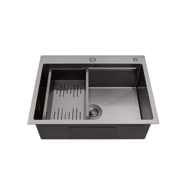Комплект кухонної мийки Kroner KRP GRP030-T Schwarze - 6350HM PVD ST043224 фото