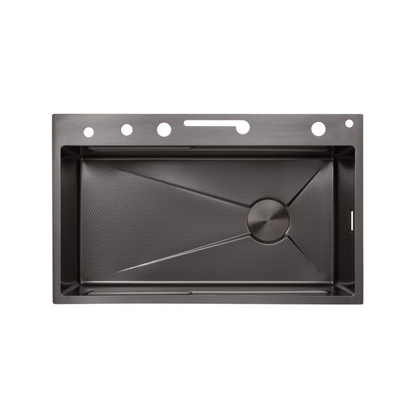 Кухонна мийка Kroner KRP Schwarze - SET7546ARTHM PVD (3.0/0.8 мм) CV033375 фото