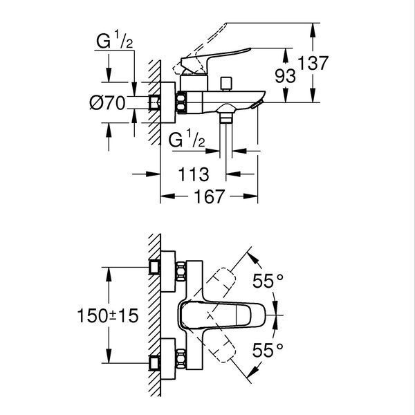 Смеситель для ванны Grohe QuickFix Dice 1018720000 CV036208 фото