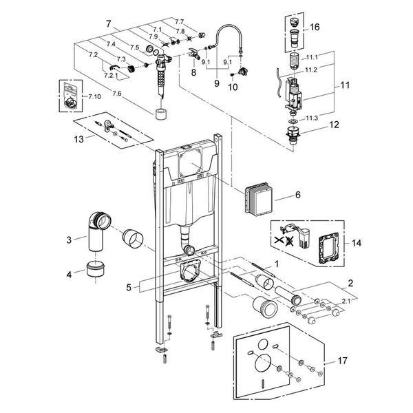 Комплект 4 в 1: Инсталляция GROHE Solido 3 в 1 3884966Q + Унитаз безободковый Kroner Oker WHI533536 RIMLESS с сиденьем Slim Duroplast / Soft-close / Quick relase KO533536WHIR (3884966KO533536) CV033827 фото