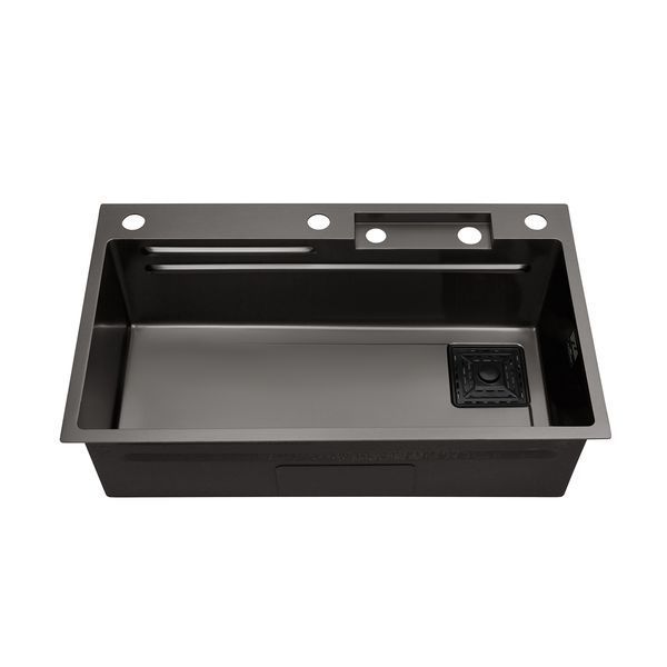 Кухонна мийка Kroner KRP Schwarze - SET7545HM PVD (3.0/0.8 мм) CV033382 фото
