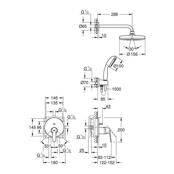 Душова система прихованого монтажу Grohe QuickFix Get Vitalio Start 210 25220001 CV030601 фото