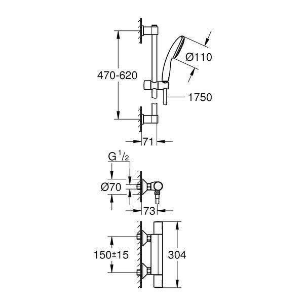 Смеситель термостатический для душа Grohe QuickFix Precision Start 34597001 CV034493 фото
