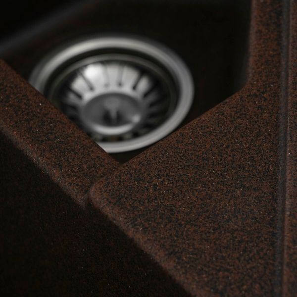Гранітна мийка для кухні Platinum 9950 PANDORA матова Шоколад 3690 фото
