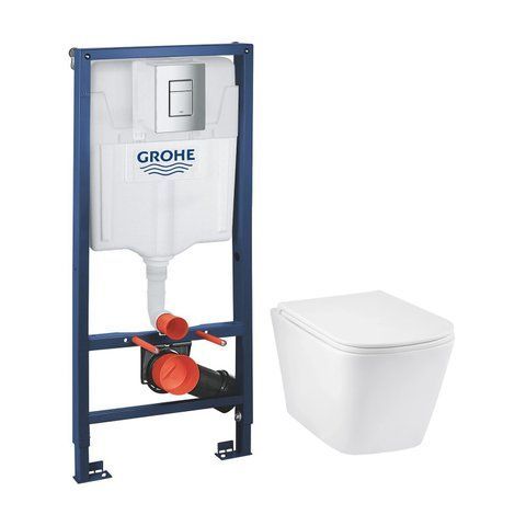 Комплект 4 в 1: Інсталяція Grohe Rapid SL 3 в 1 38772001 + Унітаз підвісний безобідковий Kroner Eifel WHI493436 TORNADO з сидінням (38772001KE493436T) CV035171 фото