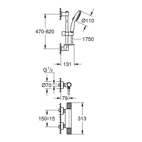 Змішувач термостатичний для душу Grohe QuickFix Precision Feel 34791001 CV034495 фото