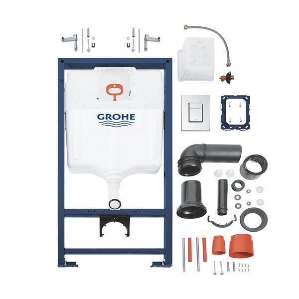 Комплект 4 в 1: Инсталляция Grohe Rapid SL 3 в 1 38772001 + Унитаз подвесной безобедочный Kroner Eifel WHI493436 TORNADO с сиденьем (38772001KE493436T) CV035171 фото