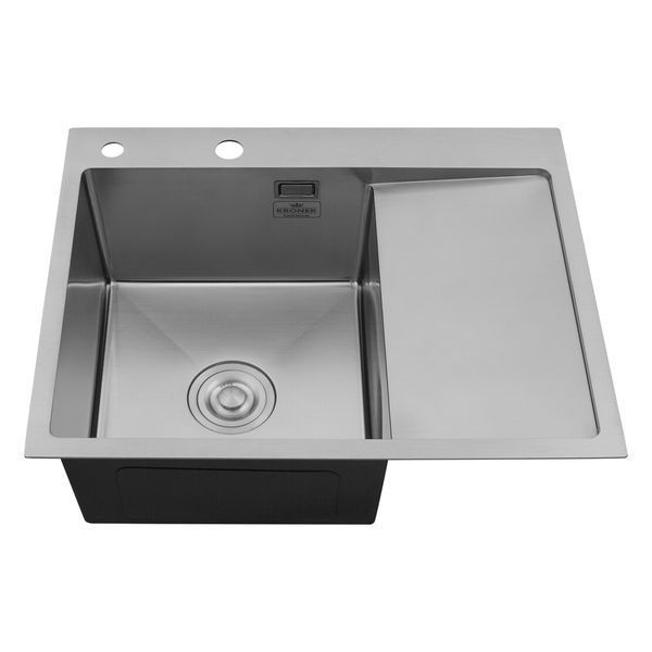 Комплект кухонної мийки Kroner KRP Geb&uuml;rstet 63х50LHM BLK04 nichel SL54261 фото