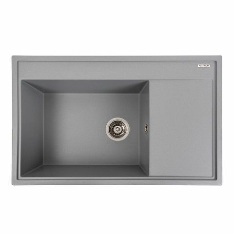 Гранитная мойка для кухни Platinum 7950 AZURIT матовый Серый металлик 41071 фото