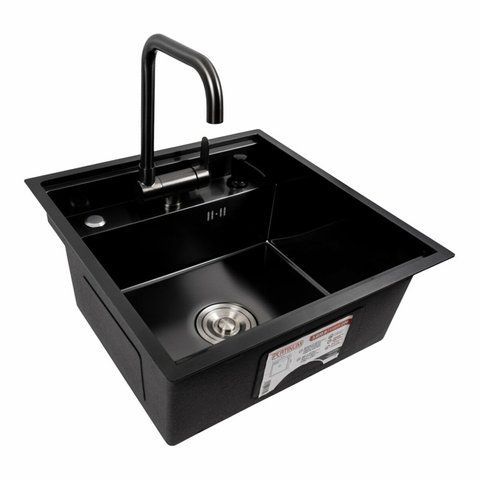 Кухонна мийка CM 50*50 прихована PVD чорна Platinum Handmade 44558 фото