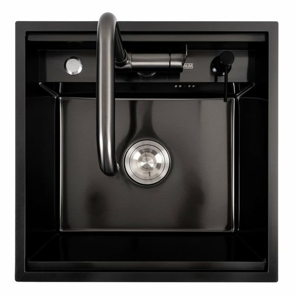 Кухонная мойка CM 50*50 скрытая PVD черная Platinum Handmade 44558 фото