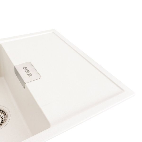 Гранітна мийка для кухні Platinum 8650 DIAMOND матова (білосніжна) 39818 фото