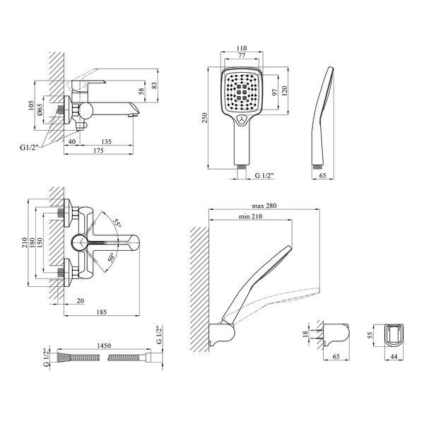 Смеситель для ванны Kroner KRP Essen - SCH060 CV024326 фото