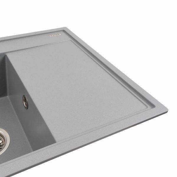 Гранитная мойка для кухни Platinum 7950 AZURIT матовый Серый металлик 41071 фото