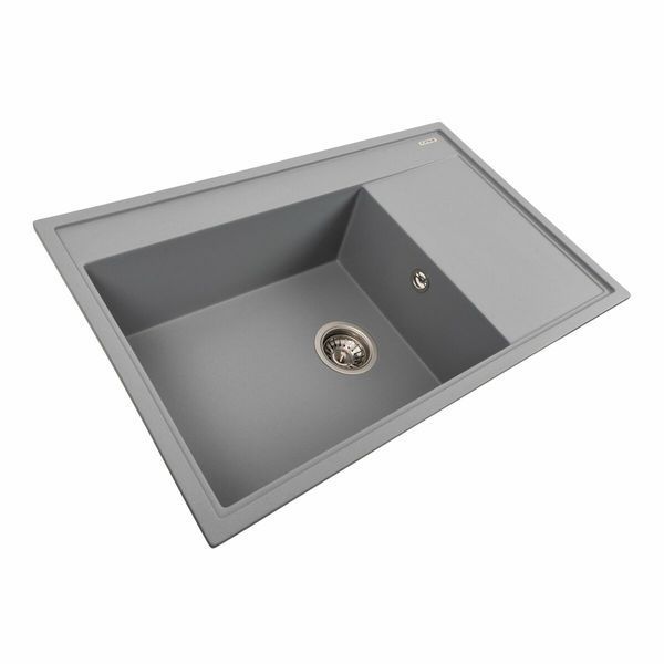 Гранитная мойка для кухни Platinum 7950 AZURIT матовый Серый металлик 41071 фото