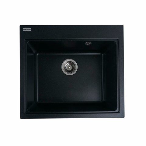 Гранитная мойка для кухни Platinum 5852 VESTA матовая Черный металлик 3535 фото