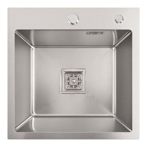 МИЙКА PLATINUM HANDMADE НSB 450X450X220 НЕРЖАВІЙКА (КВАДРАТНИЙ СИФОН.3,0/1,0) 45*45 фото