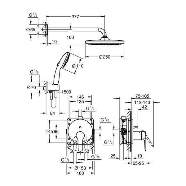 Душова система прихованого монтажу Grohe QuickFix Start 25292000 CV033288 фото