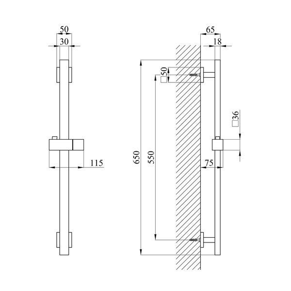 Штанга для душу Kroner KRP Edelstahl Kubus - ESG230 CV034875 фото