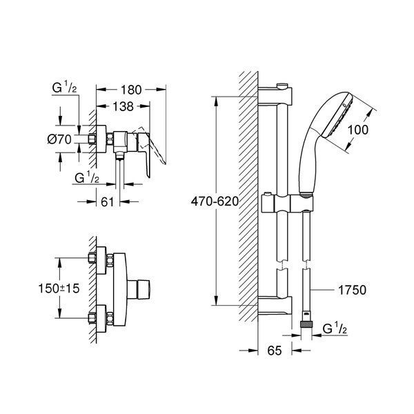 Смеситель для душа Grohe QuickFix Start Black UA30330801 CV032743 фото